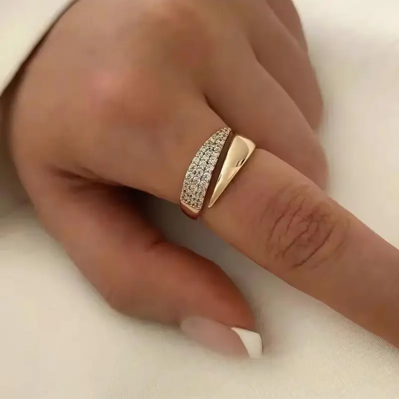 Ring, female Instagram style, niche, index finger ring, personality, cold style, diamond studded temperament, adjustable opening, Jewelry Rings