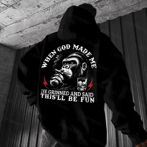 When God Made Me He Grinned And Said This'll Be Fun Printed Men's Hoodie