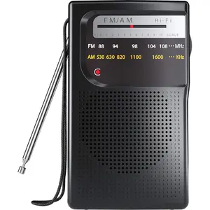 Portable Radio | AM/FM, 2AA  Operated with Long Range Reception for Indoor, Outdoor &  Use | Radio with Speaker & Headphone Jack (Black)