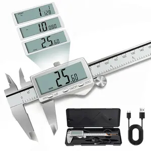 Digital Caliper 6"/150mm, Rechargeable Stainless Steel Micrometer, Large LCD Inch/MM/Fraction, Auto-Off,  Measuring Tool for Machinist Woodworking  Printing DIY Household