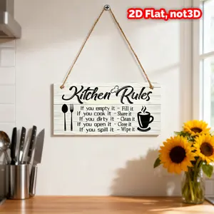 Creative Wooden Kitchen Signage Plaque, Lightweight Wood Material Decorative Wall Hanging, Indoor Cozy Home Restaurant Backyard Party Decoration, Rustic Design, Rectangle Design