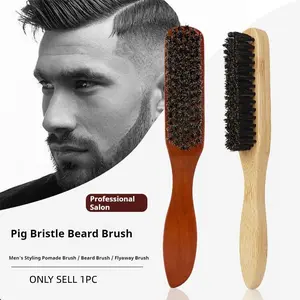 Bristle Hair Brush for Men Women, Beard Brush with Wooden Handle for Beards Mustaches Grooming, and Soften Facial Hair, Slick Back Hair Brush for Thick & Fine Hair, Great Gift