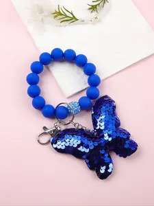 Colorful Sequined Butterfly Beaded Keychain, Trendy Cute Keychain, Macaron Soft Beads with Rainbow Scale Design, Bag Decoration, Gift for Friends and Mom