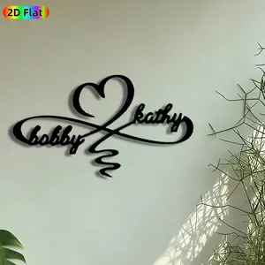1pc Infinity Heart with Names Metal Wall Art, Custom Couple Name Statue Mural, Intricate Craftsmanship, Perfect for Valentines Day, Anniversary Decor, Perfect for Bedroom Living Room Wedding Venue Decor, Ideal Gift for Romantic Decor Enthusiasts.