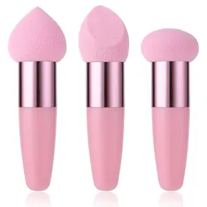3 PCS Makeup Sponges Foundation Beauty Blender Blending Wet and Dry Make Up Applicator Cosmetic Concealer Face Brush Egg Brushes Covers Eyes Sticks Powder Puff With Handle