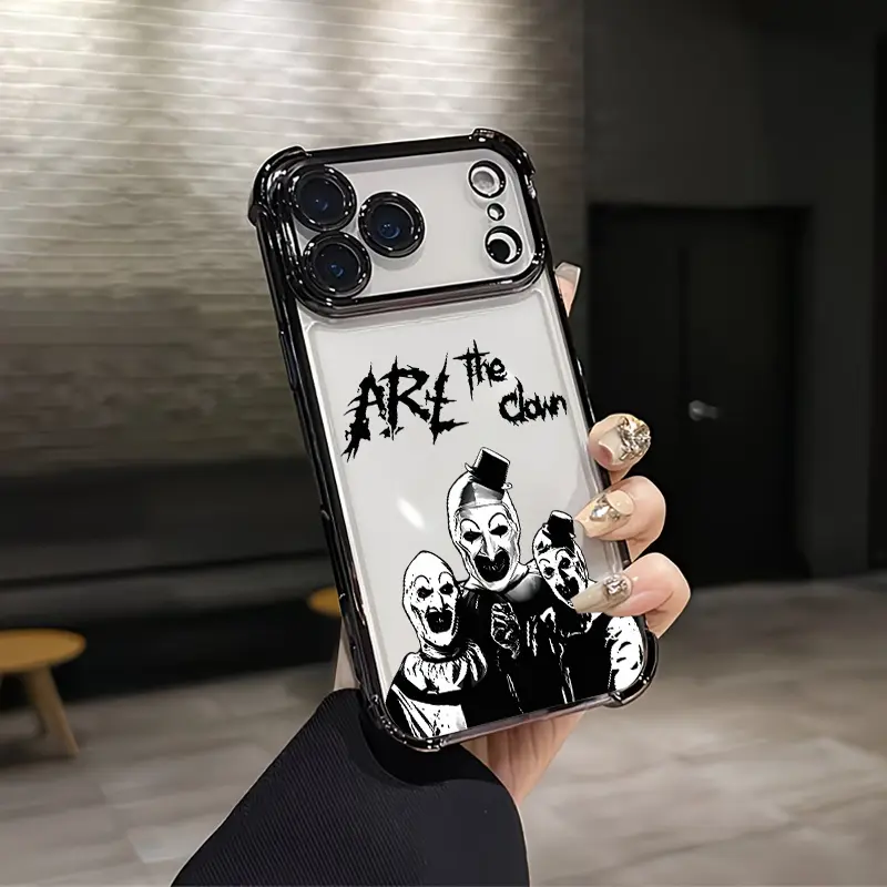 Terrifier Horror Clown Black White Sketch Aesthetic Custom Smartphone Case, Soft Silicon TPU Shockproof Protection for iPhone 17/16/15/14/13/12 Plus Pro Max Ultra, Samsung 22/23/24/25 Plus Pro Max Ultra, Vintage Fashion Handheld Cellphone Gift