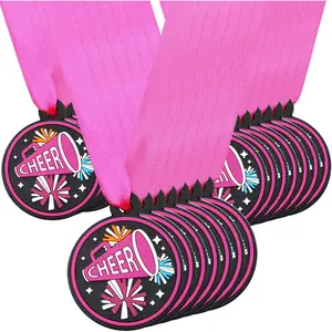 24 Pcs Sport Ball Award Medals Bulk 2 Inch Rubber Ball Medals Trophies with Ribbons for Winner or Team Participation Gift