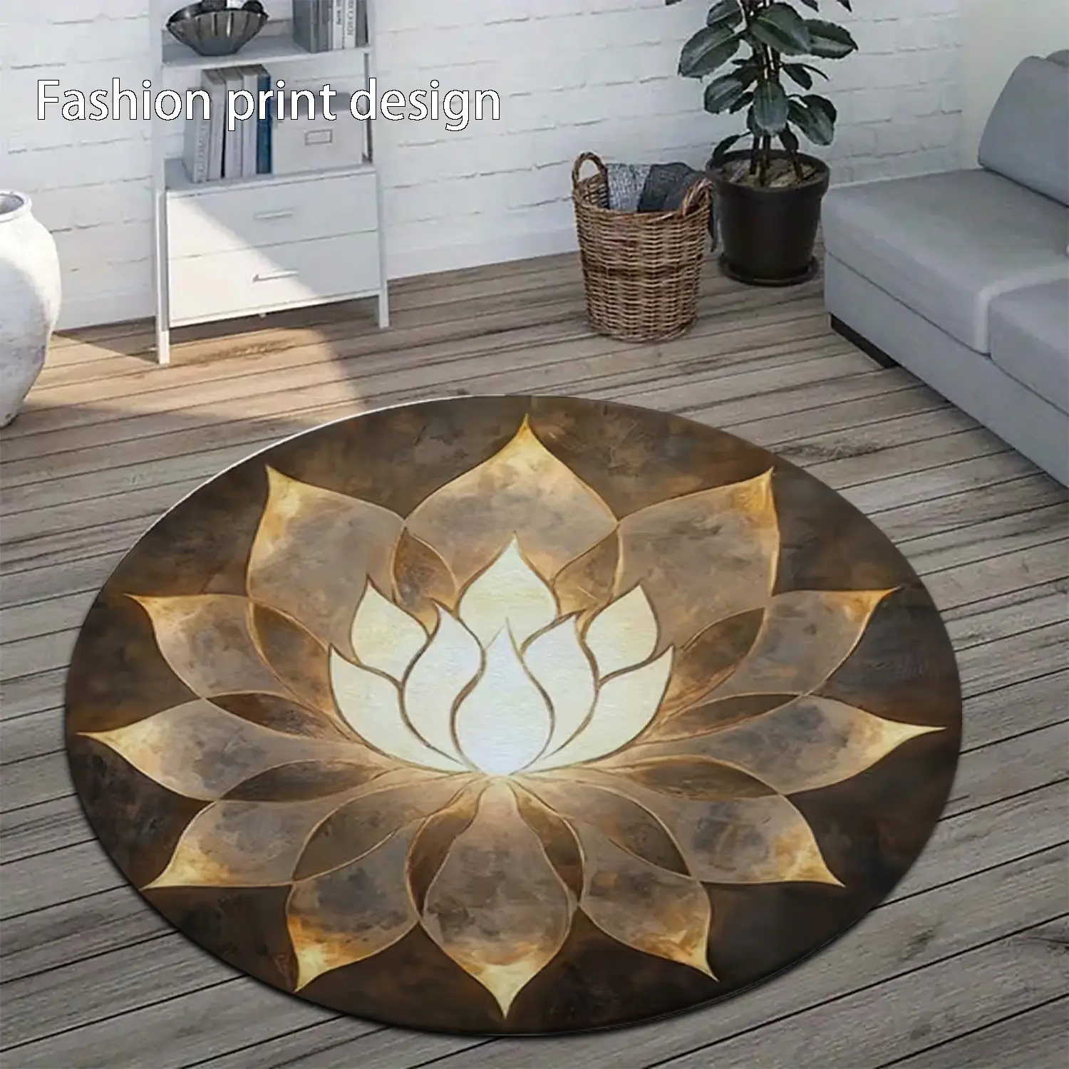 1 lotus circular pattern floor mat, Home Decor Rugs, Decorative Rugs, suitable for bedroom bedside decoration, living room home decoration, balcony decoration, hotel decoration, entrance, kitchen, bathroom and other places, available all year round