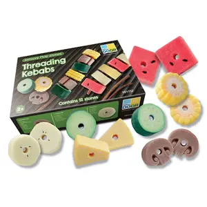 Yellow Door US  Threading Kebabs Sensory Play Stones for Grade PK Plus, Multi Color
