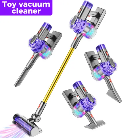 4-in-1 Durable Plastic Auto & Manual Vacuum Toy with Lights, Sounds, Extension Tube - STEM Cleaning Playset, Unisex Housekeeping Pretend Play Toy, Toddler Christmas Gifts for 3-4 Years, Attractive Gift for Kids,familyfun