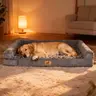 PAWPUBBY Extra Large Orthopedic Memory Foam Dog Bed - Gray Waterproof Bolster Bed with High-Density 3-in Egg Crate Foam, Detachable Machine Wash Cover, Snap Feature for Large Breeds with Arthritis, All Seasons Pet Lover Gift