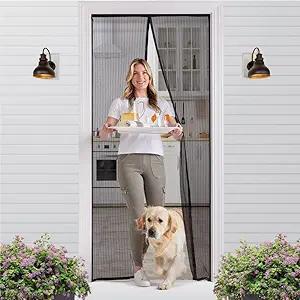 Magnetic Screen Door, Hands Free Mesh Curtain Keeps Bugs and Mosquitos Out, Automatic Magnet Closure, Heavy Duty Patio Sliding Dog Doors Cover, Window Screen Protector