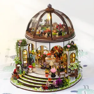DIY Small House Sky Garden 3D Puzzle Building Model, Wooden Miniature Handmade Assembly Kit, Creative Gift for Ages 14+, Includes English Manual