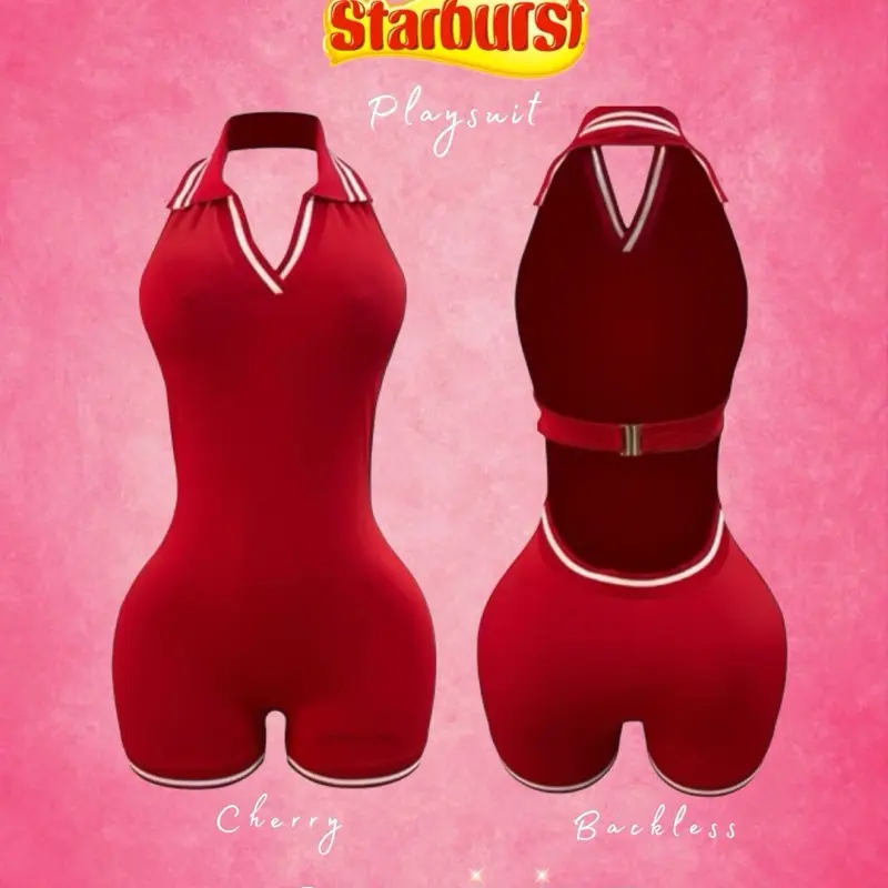 Cherry, Kiwi-Melon, & Strawberry Starburst Backless Playsuit