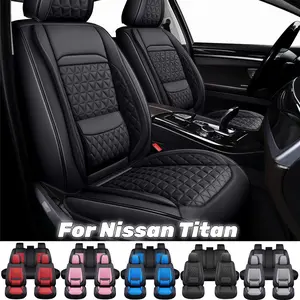 For Nissan Titan Premium Nappa Leather Car Seat Covers, 3D Foam Lumbar Support Waterproof Full Coverage 5 Seat Full Set with Storage Bag, Car Pickup Truck Interior Accessories