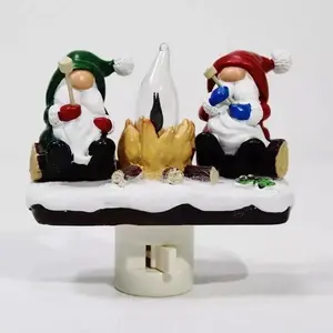 Ceramic Night Light, Halloween and Christmas Goblin Campfire Flashing Night Light, Realistic Flashing Night Light, Wall-Mounted, Indoor Party Decor, Holiday Gift