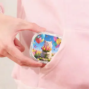White Cat Tulip Balloon Printed Braces Box, Healing Style Denture Storage Box, Universal Orthodontic Retainer Case for Adults and Kids
