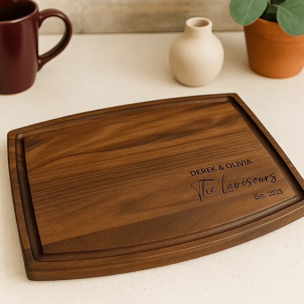 Personalized Walnut, Cherry, or Maple Cutting Board – Wedding & Anniversary Gift