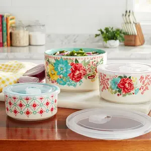 The Pioneer Woman Fancy Flourish 6-Piece Round Ceramic Bake & Store Nesting Bowls Set