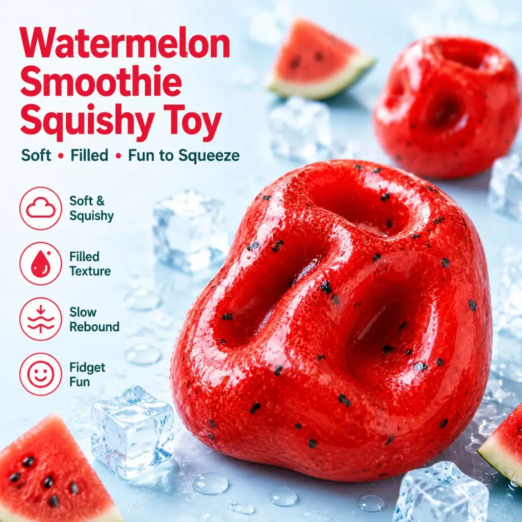 Handmade Moldable Watermelon Slush Squishy Fidget Toy - Safe Gel-Filled, Indentable Texture, Satisfying Crinkly ASMR Sounds, Oddly Satisfying Fidget Fun, Sensory Tools for Emotional Release (Stress Relief, Classic & Novelty Toys), Gift