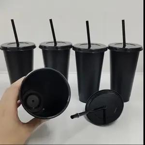 5pcs 24oz Reusable Plastic Cups with Straw & Lids - Durable Leakproof Large Capacity for Iced Coffee Water Smoothies Perfect for Adults Ideal for Summer Parties Halloween Birthdays Christmas