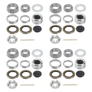 4 Sets 25580 14125A Boat Trailer Axles Bearing Kits,  Seals,Spindle Nuts, 2.72" Dust Caps and Rubber Plugs, Cotter Pins, Washers for 5200-7000 lb.Tandem Axles #D42 Spindle