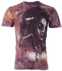 Rare $62 AFFLICTION Burgundy ROSALINA Short Sleeve Slim Fit Y2K T-shirt NWT