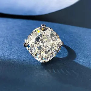 S925 Sterling Silver Radian Cut High Carbon Ring 15*15 8A Cubic Zirconia Ring fashion jewelry accessory woman girl promise ring-396