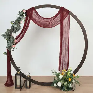 Burgundy Gauze Cheesecloth Draping Fabric Wedding Arch Decorations, Window Scarf Valance Drapes, Boho Arbor Long Curtain Panel 20ft