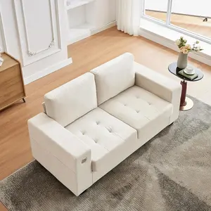 71 in Cloud Couch Loveseat, Chenille Fabric Sofa with USB Type-c Charging Ports Deep Seat Cushions, Modern Small Couch w Removable Washable Cover Wide Armrests for Living Room, Apartments, Small Spa