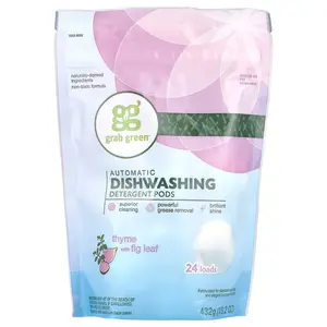 Grab Green Automatic Dishwashing Detergent Pods, Thyme with Fig Leaf, 24 Loads, 15.2 oz (432 g)