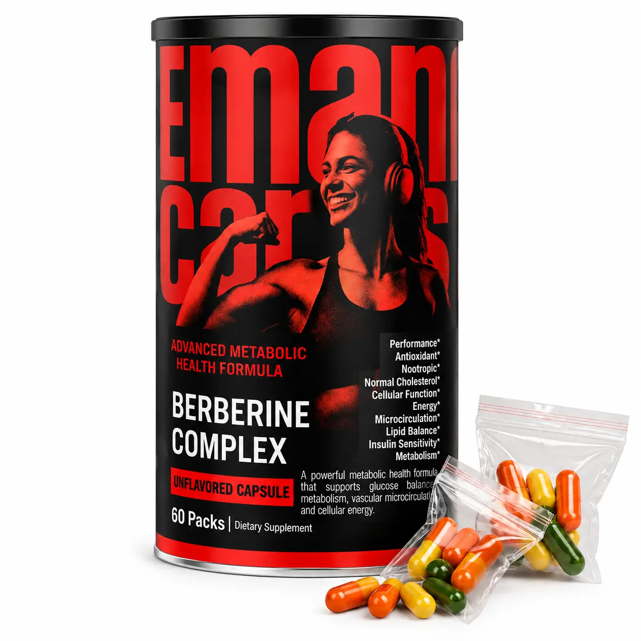 Berberine Complex 1600mg — 15-Ingredient Metabolic Stack with Ceylon Cinnamon, Citrus Bergamot & Gymnema | carbohydrate metabolism, Cholesterol & Energy Support | 60 Pill Packs (5 Capsules Per Pack)