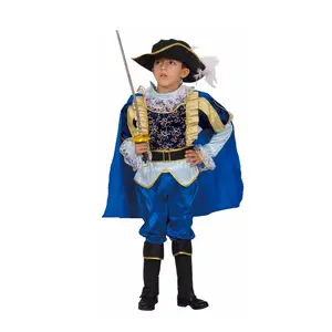 Nobleman Costume Dress for Kids - Royal Top, Pants with Boot Covers, Cape, Belt & Feathered Hat - Boys Costume For Halloween, Role Play, Pretend Play Fun, Theme Party & Cosplay