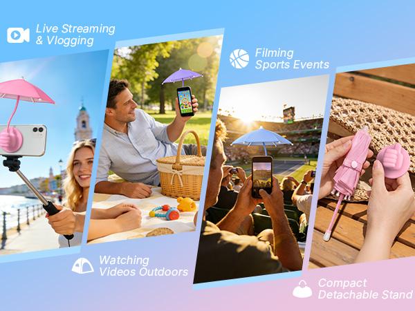 Phone Umbrella for Sun Shade Magnetic: Universal Thumbs Up Cell Phone Umbrella for iPhone Beach Outdoor Pool Travel Sunshade UV Protection Adjustable Funny Gadgets for Women Teens Girls Boys Men Easter Gifts Sun Umbrella Holder