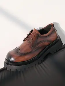 Men's Thick Sole Lace-Up Casual Shoes, Stylish Comfortable Footwear for Men, All-Season Wear, Perfect for Everyday Use