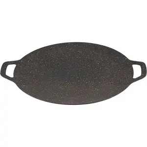 Thin Korean Grill Pan, 9.4 Inch Iron with Non-stick Coating Baking Tray on Heating Stove for Home, Party Travel and Outdoor (9 inch)