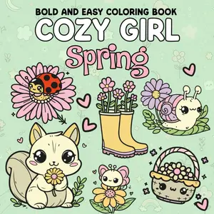 Cozy Girl Spring: A Bold and Easy Coloring Book for Adults and Teens with Cute Spring-Inspired Designs for Relaxation and Fun, Paperback
