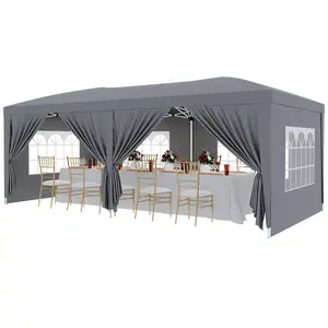 Heavy Duty 10x20 Pop Up Canopy Tent - Waterproof Gazebo with 6 Removable Sidewalls - Quick Setup - Includes 18 Stakes & 6 Ropes - 3 Adjustable Heights - Perfect for Party, Events, Patio, Garden, White