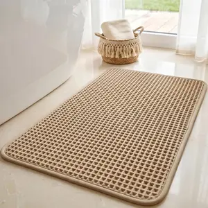 Furicher Upgraded Non Slip Waffle Bath Mat, Super Absorbent Bathroom Rugs, 20x30 inch Boho Decor Kitchen Rug, Soft & Machine Washable Bathroom Floor Mat for Tub, Sink, Vanity, Entryway (Brown)