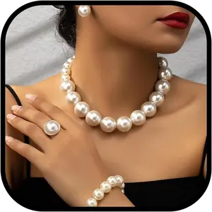 Pearl Jewelry Set for Women Pearl Necklace and Earring Set Bridal Jewelry Set for Wedding Elegant Pearl Jewelry