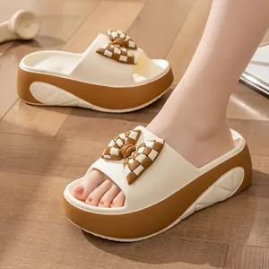 [Women's Wedge Sandals] HBM919 Women's Thick-Soled High Heel Sandals - Non-Slip Platform, Versatile Solid Color EVA Wedge Sandals for Summer, Women Shoes