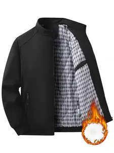 Men's Waterproof Fleece Lined Jacket, Durable Comfortable Windproof Coat, Ideal for Outdoor Sports and Casual Wear, Fall & Winter, Long Sleeve, Casual Outerwear