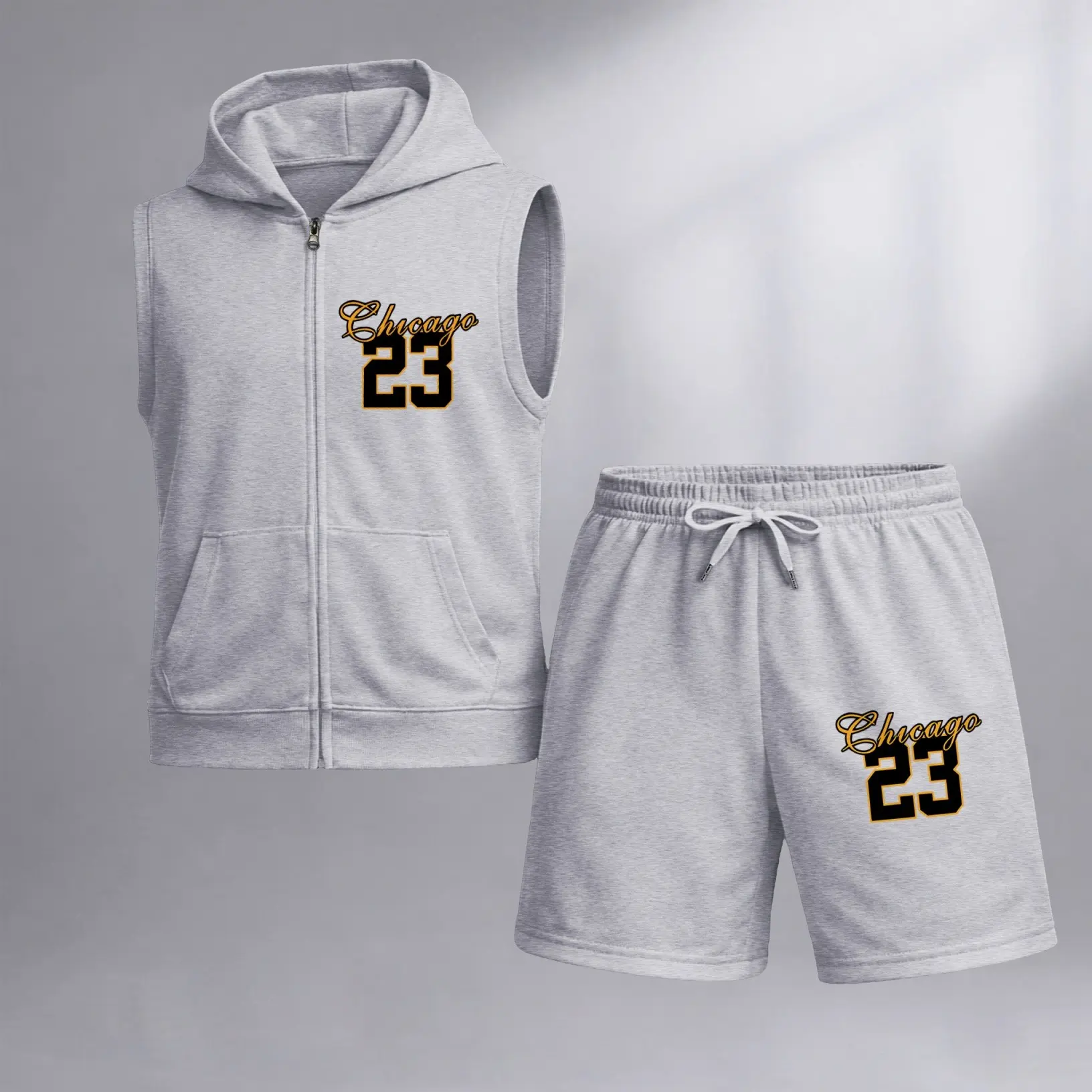 Men's Christian Faith Cross Sleeveless Hoodie Shorts Set 2 Piece Outfit Jesus Graphic Zip Up Hooded Vest Drawstring Shorts Summer Casual Gym Workout Streetwear Breathable Lightweight Athletic Lounge Set