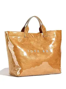 Women's PVC Handbag, Waterproof Plastic Summer Crossbody Bag, Trendy Tote Bag, Letter Print, Ideal for Beach, Pool, Picnic, Travel, Gift
