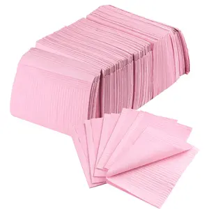 125Pcs Pink Disposable Table Mats for Nail Art 3 Ply Foldable Waterproof Dental Bibs Tattoo Sheets Nail Practice Table Cover for Medical Supplies Manicure Salon Pads