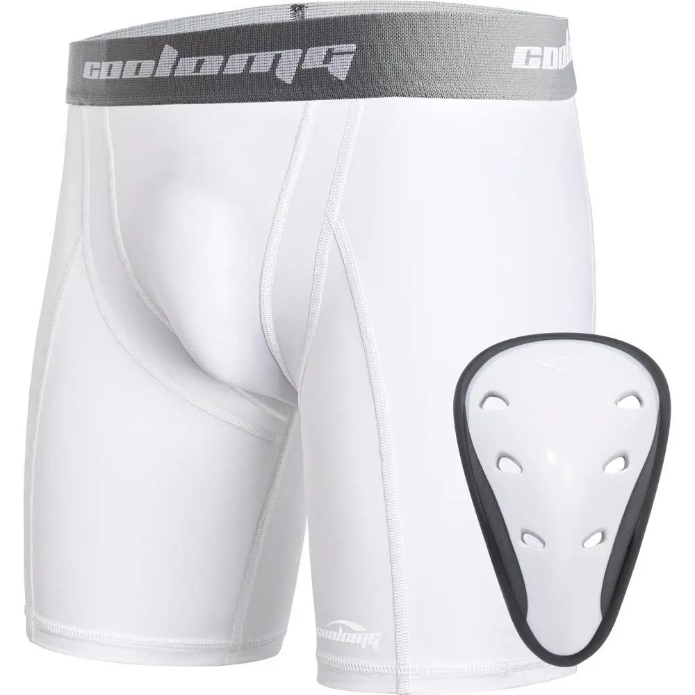 Youth Boys' Tight Compression Shorts with Protective Cup, Stretch Fabric, Elastic Wide Waistband, Ergonomic Design, 6 Airflow Ports, Vented Body, Breathable Quick Dry Active Wear for Baseball/Softball, Lacrosse