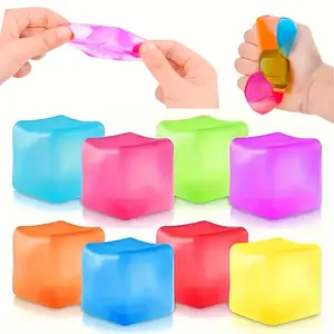 Colorful Wheat Germ Candy Cube Squishies, Soft Slow-Rebound Fidget Toy, Stress-Relief Novelty Item Magnetic Building Blocks Set