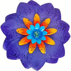 Outdoor Metal Flower Wall Art, New Creative Cute Metal Flower Decorations, Flower Wall Hanging Decor for Indoor Outdoor Decor Spaces (FrC) Room Gift