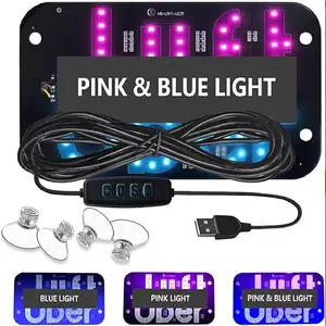 LED Light Sign For Car- Flashing Decal Stickers With Suction Cups for Window, USB Interface Light With Hook