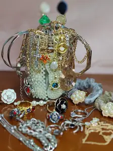 Jewelry Jar with a Stunning Range of Ladies' Accessories, Including Necklaces, Earrings, Rings, Bracelets, and Pendants, Makes the Perfect Birthday Gift for Her.Jewelry Jar Gift Set
